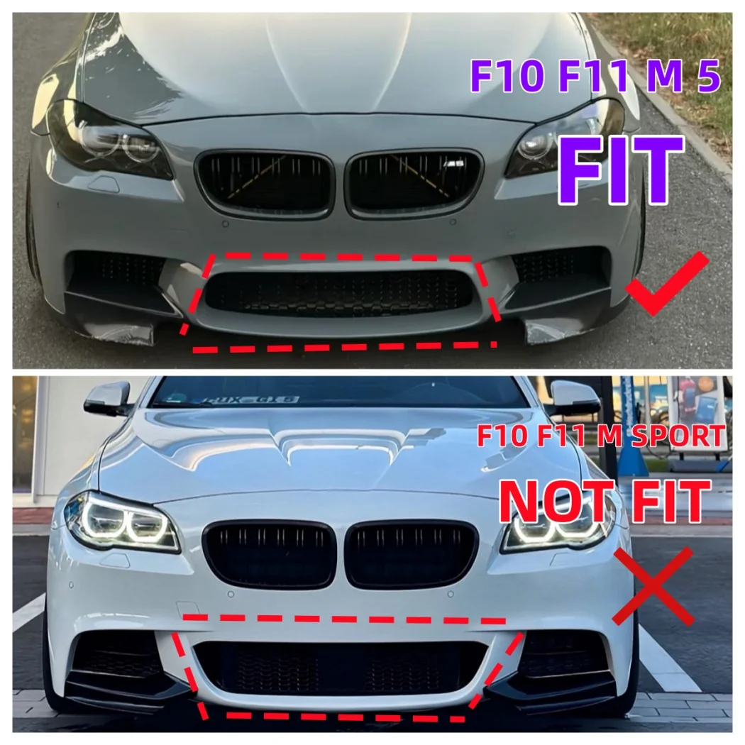 BMW 5 시리즈 F10 F11 M5 2011-2017용 프론트 범퍼 립 카나드 안개등 그릴 스포일러 턱 보호 외장 디퓨저 스플리터