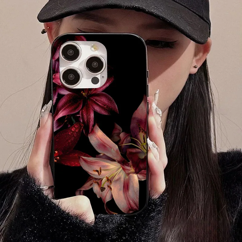 Elegant Red Lily Flower Soft Phone Case - Stylish Protective Cover