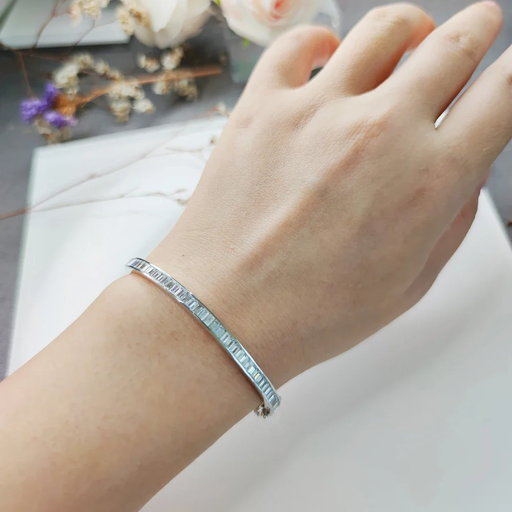 Bangle Real 925 Sterling Silver Filled Solid 6mm Bracelet Ladies - Foto 8