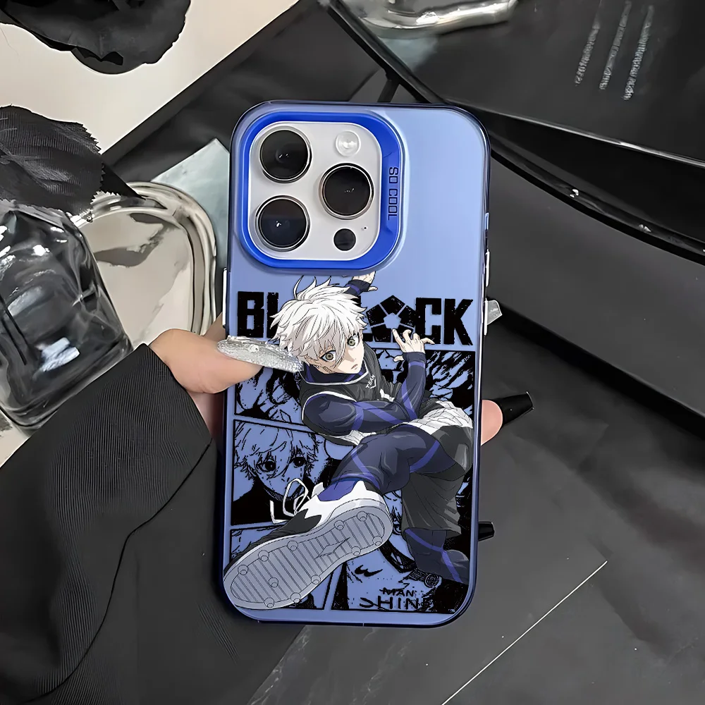 Vibrant Blue Anime-Inspired Secure Phone Case Cover