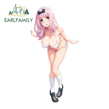 EARLFAMILY 13cm x 6.6cm 카구야 사마 Love Is War 후지와라 치카 자동차 스티커 썬 스크린 비닐 데칼 트렁크 노트북 자동차 라벨