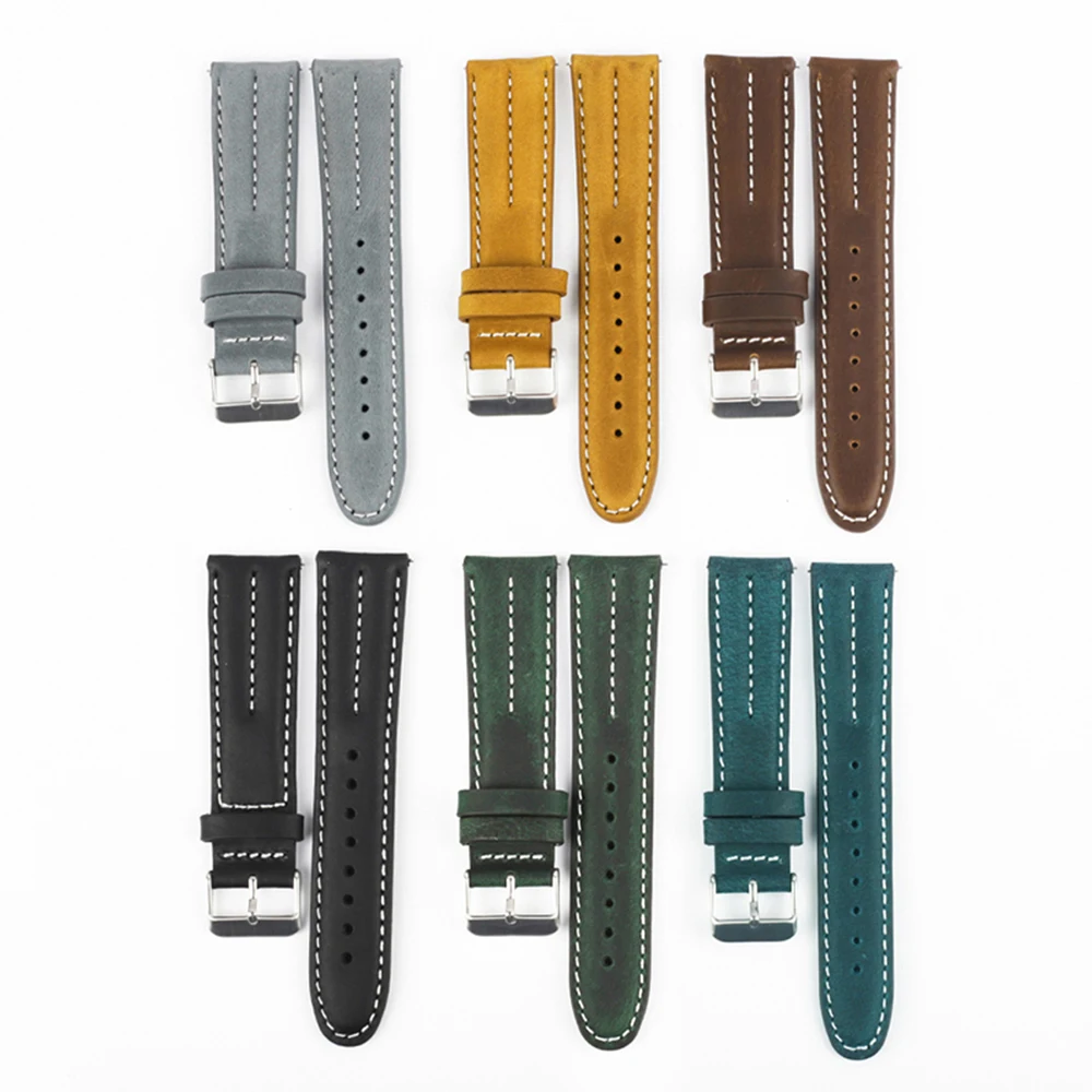 Premium Genuine Leather Watch Band - Universal Cowhide Strap Bracelet