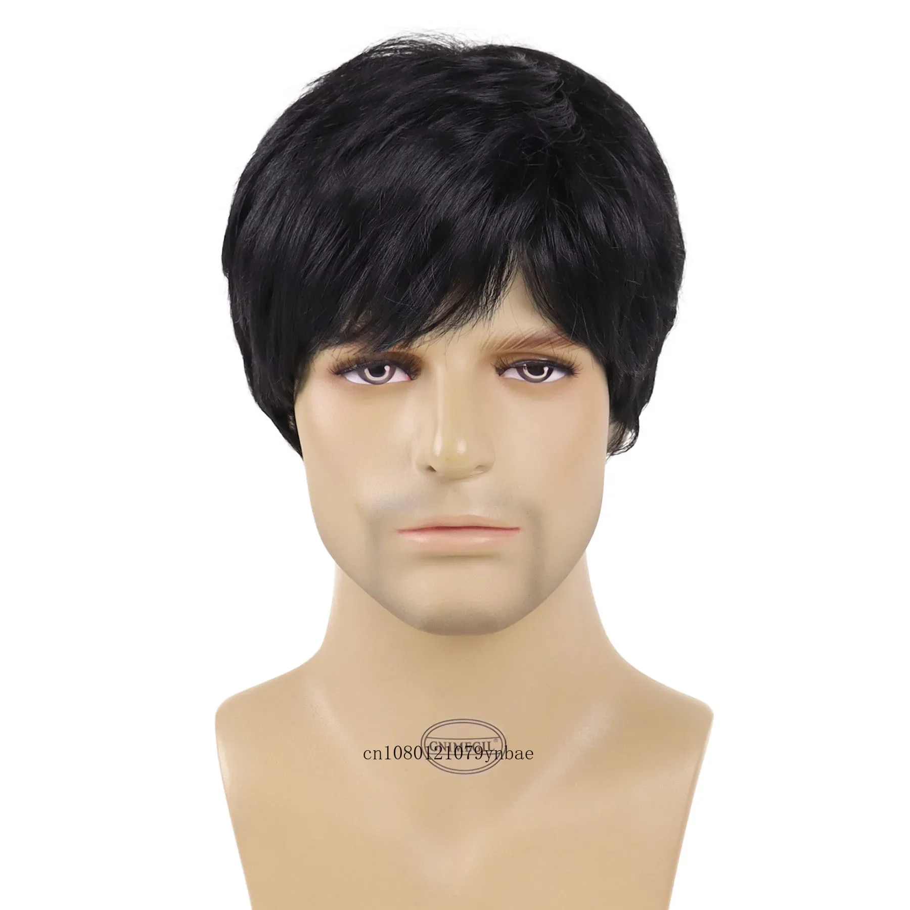 Synthetic Hair Wigs for Men Short Haircuts with Bangs Cool Hairstyles Cosplay Wig Businessman Daddy Dark Brown Wig