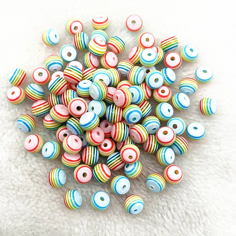 새로운 라운드 투명도 수지 비즈 50 개 6mm 8mm, 스트라이프 스페이서 비즈 쥬얼리 만들기 DIY 공예 의류 액세서리