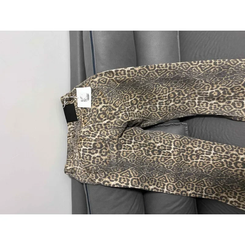 American Retro Leopard High Waist Baggy Jeans Women's Casual Pockets Hip-hop Pants 2024 Spring Y2K Oversiz Panther Denim Trouser