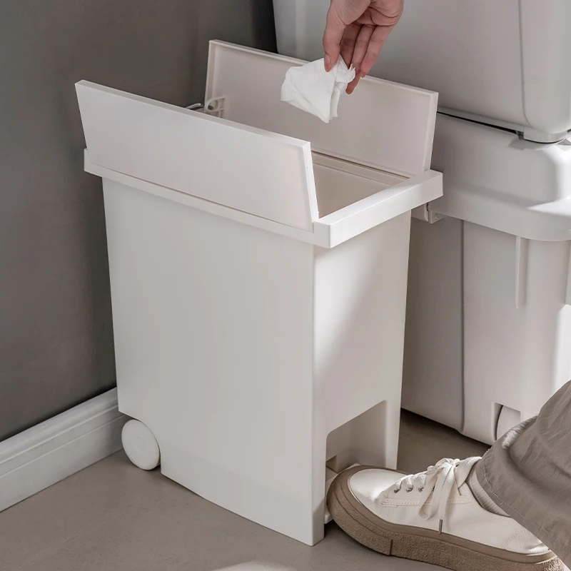 Step-On Slow-Closing Large Capacity Trash Can with Foot Pedal and Lid