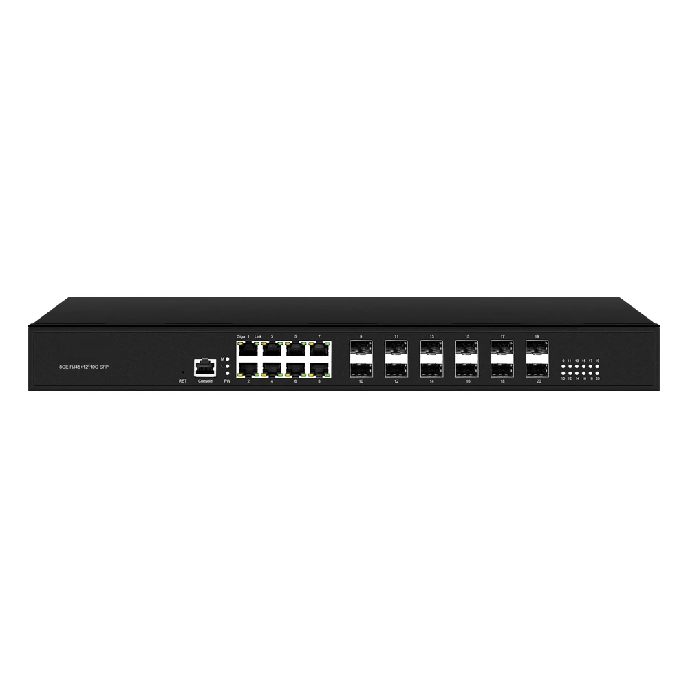 10Gbe SFP L3 관리 스위치, 8 기가비트 RJ45 포트, 12 포트