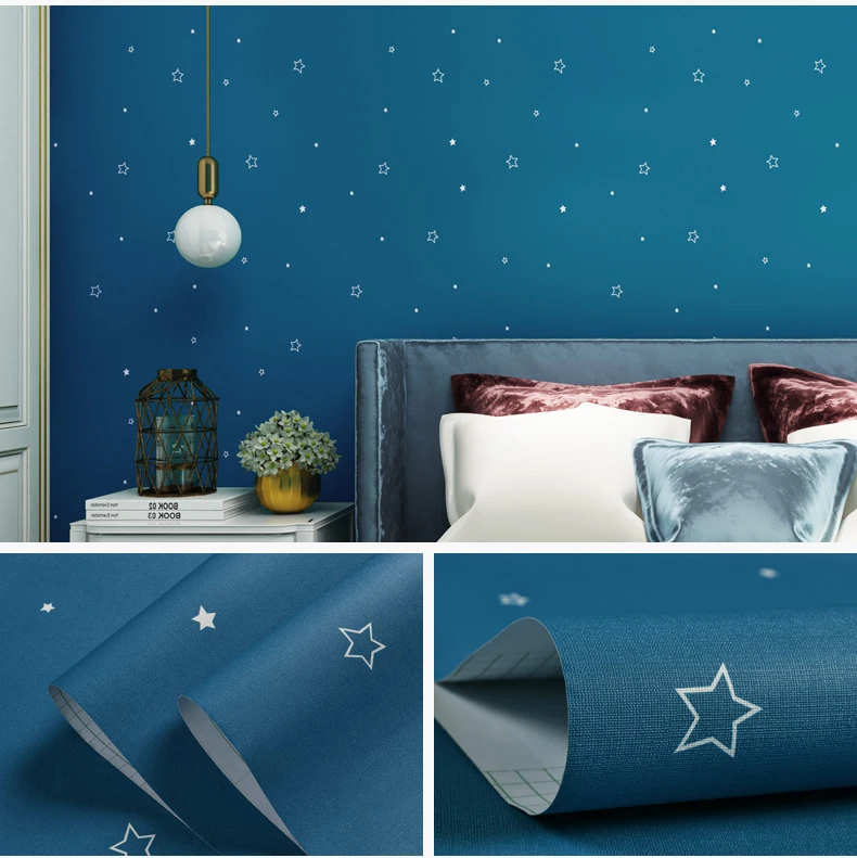 Eco-friendly DIY Colorful Star Wallpaper Childs Bedroom Decor Self Adhesive PVC Furniture Wallpapers Kids Mural Cartoon Stars QZ 1 panel star curtains stars blackout curtains colorful double layer star window curtains