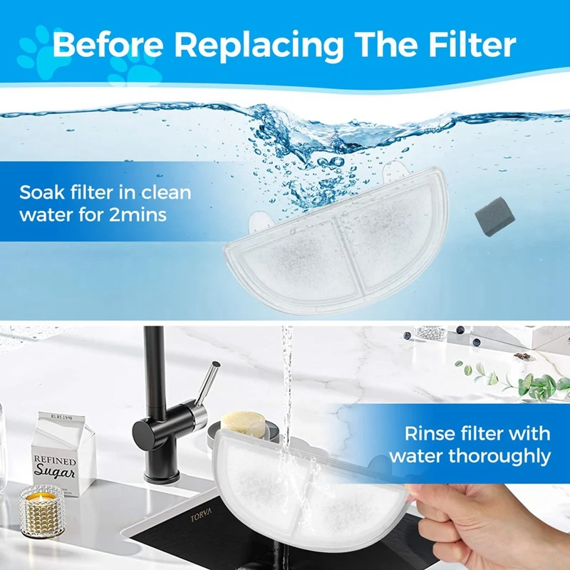 Cat Water Fountain Filter Parts Accessories 9PCS Pet Water Fountain Filter For WF20/CF20 Wireless Pumps Cat
