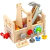 Kids Tool Set Wooden Educational STEM Construction Montessori Toys Role Play Interactive Games for Kid Portable Storage Tool Box 6