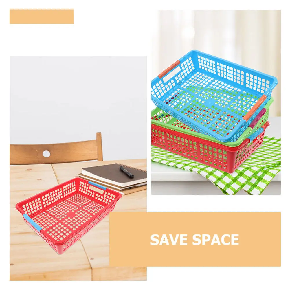 5Pcs 플라스틱 문서 바구니 정리함 A4 용지용 쌓을 수 있는 보관 바구니 스낵 파일 과일 교실 사무실