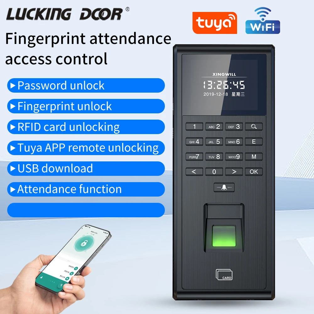 Tuya Smart Biometric Fingerprint Heroes, Time Dreams Emendance System, 1000 User, WIFI, WG26, Access Control Reader, App Remote Control