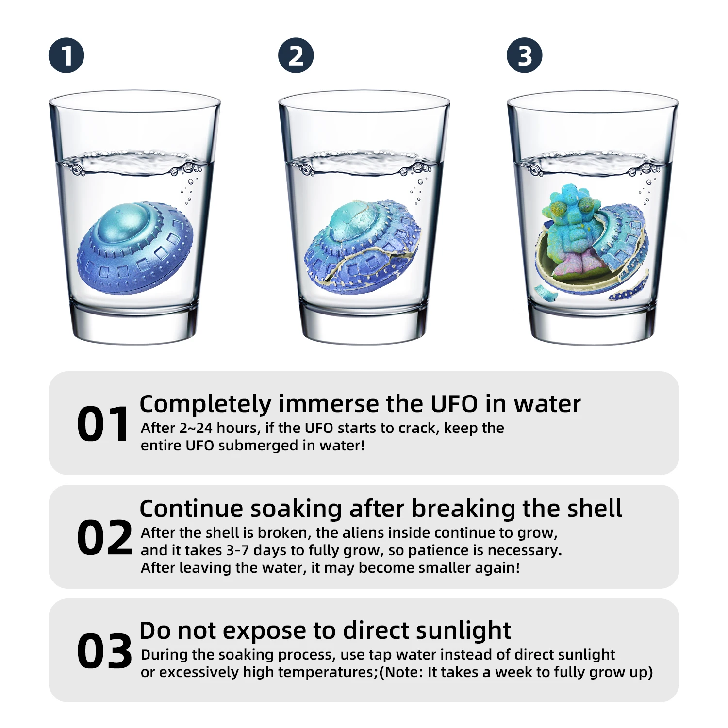 New and unique alien flying saucer hatching toy, soaked in water to expand, children's puzzle early education toy