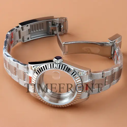 Silver/Black 36mm 39mm nh35 Watch Case with pink Sunburst Dial and Hands For Datejust NH35 NH36 Movement Waterproof Oyster Strap - Image 5