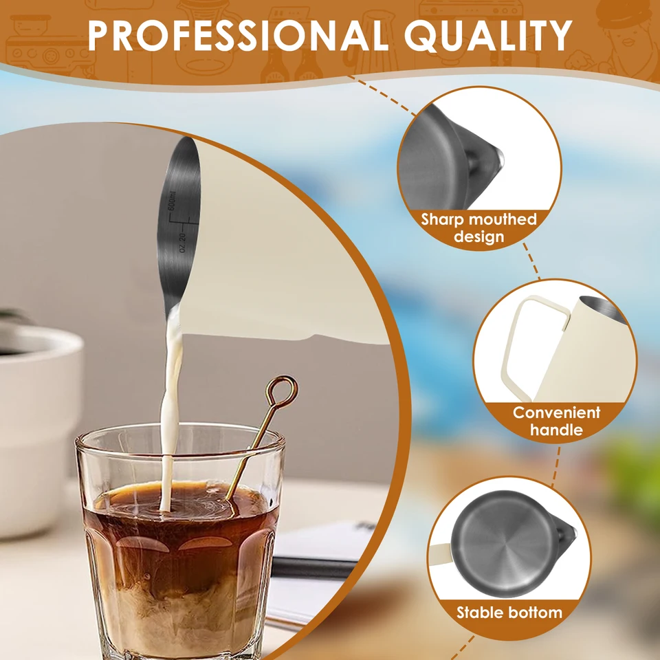 Dianoo Brocca Latte In Acciaio Inox Placcato Titanio Tazza Da Caffè