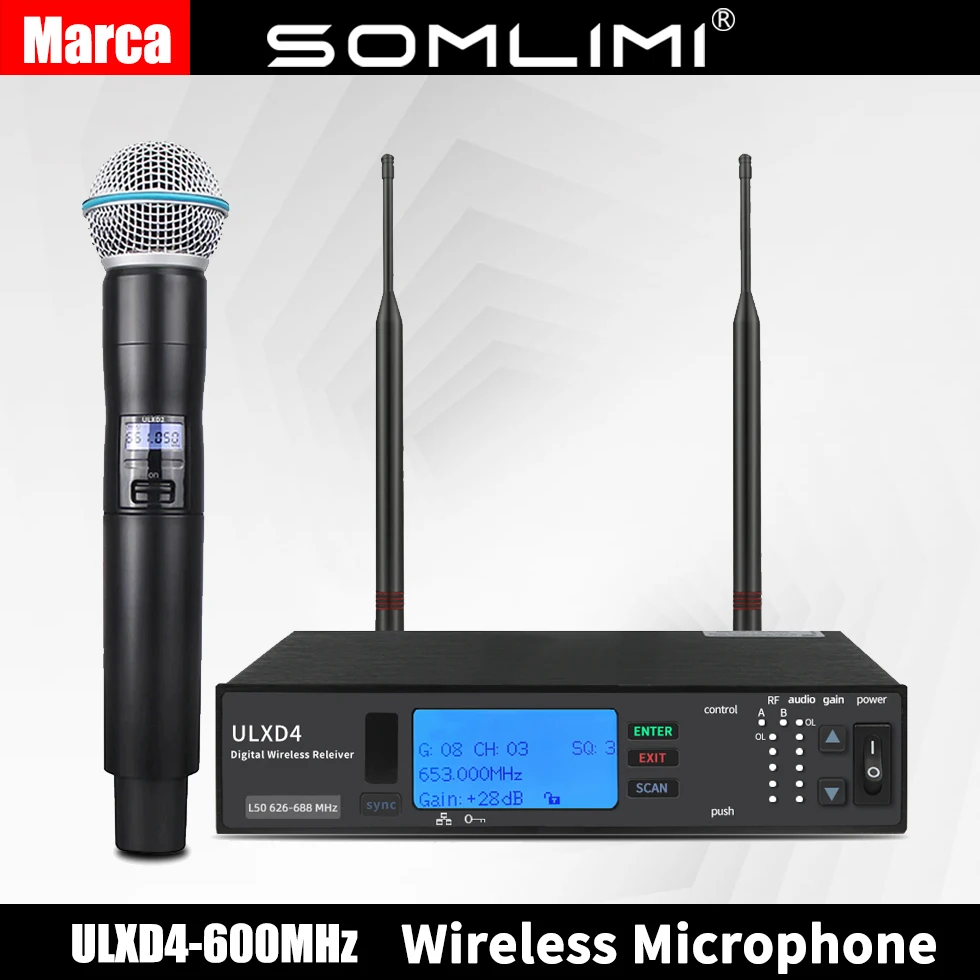 

Профессиональная Беспроводная микрофонная система SOMLIMI ULXD4/ULXD24 BETA58A, сценическая производительность, пение, Большая искусственная кожа, высокое качество