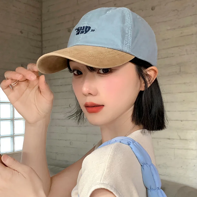Hot Sale Soft Cotton Patchwork Baseball Cap For Women Girl JK Korean Letter Embroidery Peaked Hat Casual Outdoor Snapback Sun_voghion.com