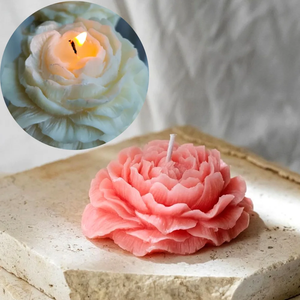 3D Large Peony Flower Candle Silicone Mold DIY Aromatherapy Candle Gypsum Mold Flower Soap Molds Wax Mould Baking Chocolate Mold