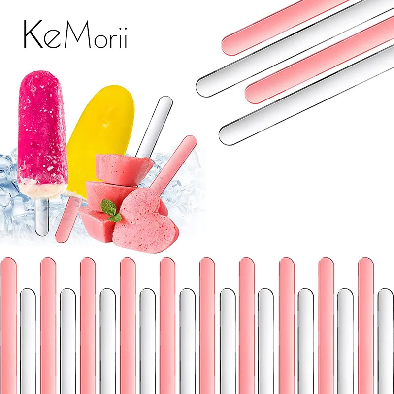 

10/20pcs Acrylic Popsicle Sticks Reusable Creamsicle Ice Cream Pop Cakesicle Cake Candy Sticks DIY Crafts