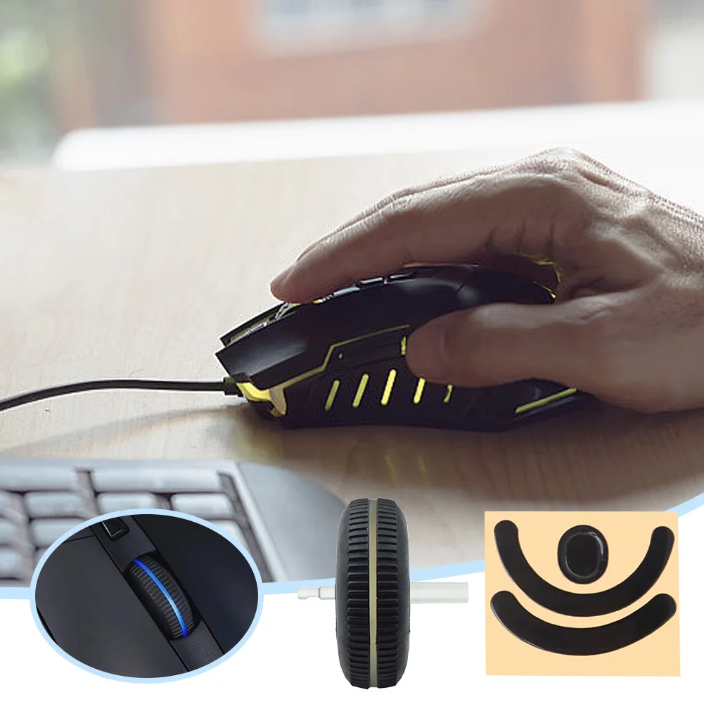 Mouse Pointing Wheel+Anti-Slip Foot Pads Plastic Scroll Rolling Wheel Pulley Feet Pads Replacement For Logitech G403/G603/G703