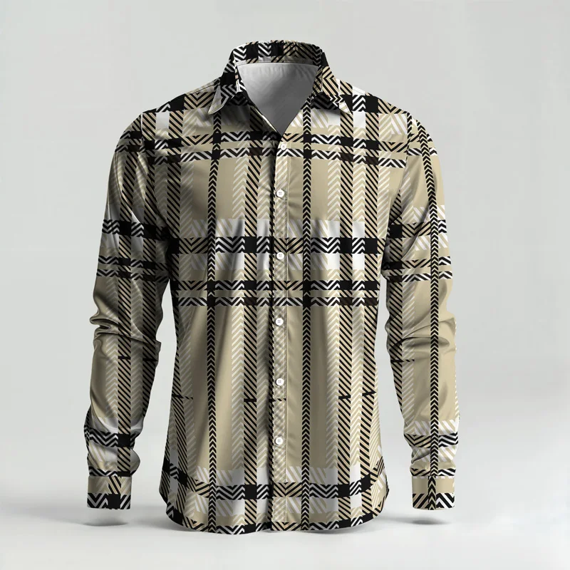 Set di camicie da uomo primavera estate 2025, stampate, alla moda, semplici, in due pezzi, a maniche lunghe, stile urbano di alta qualità_voghion.com