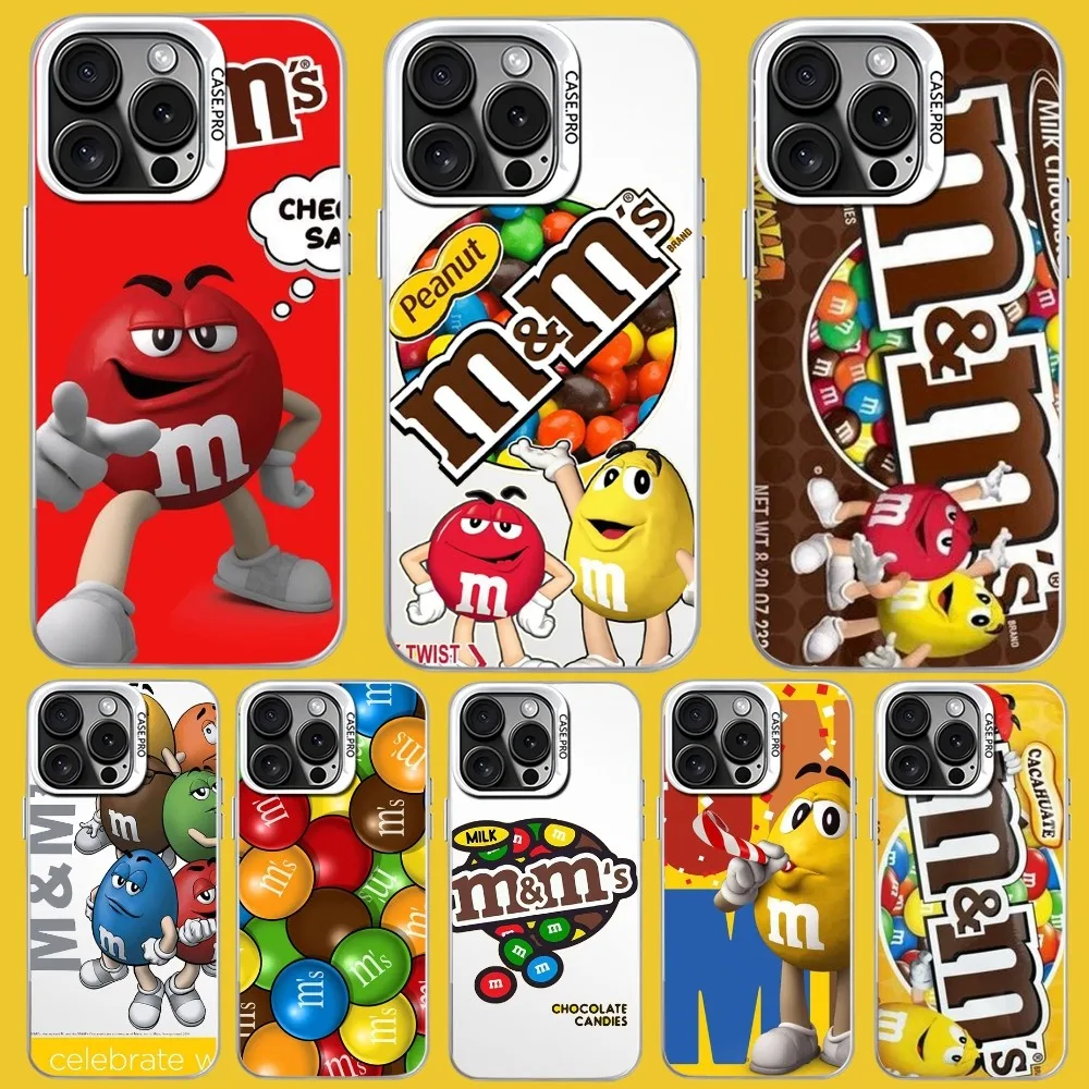 Мультяшный C-Cokelat M-Ms чехол для телефона iPhone 15 14 13 12 11 Pro Max 2024 цветной посеребренный Внутренний чехол