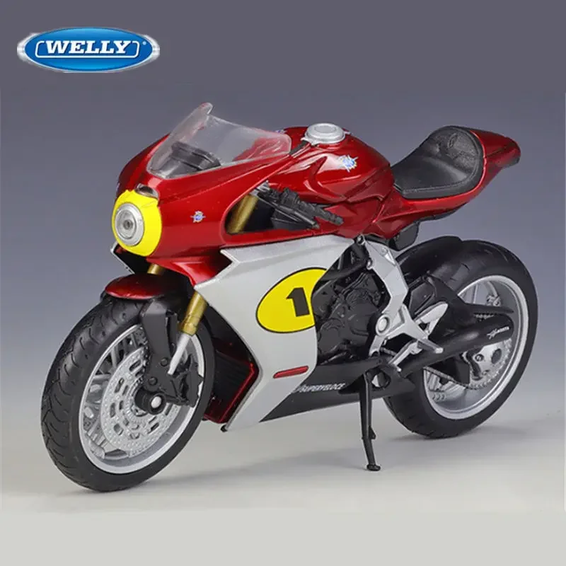 

Модель гоночного мотоцикла WELLY 1:18 MV Agusta суперскоростная из сплава, модель литая металлическая уличная спортивная модель мотоцикла, детская игрушка, подарок