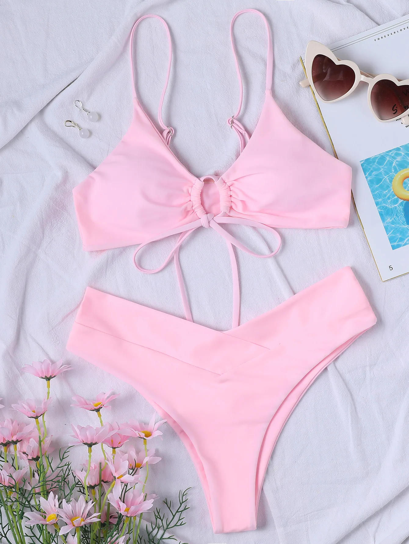 lace up bikini swimsuit