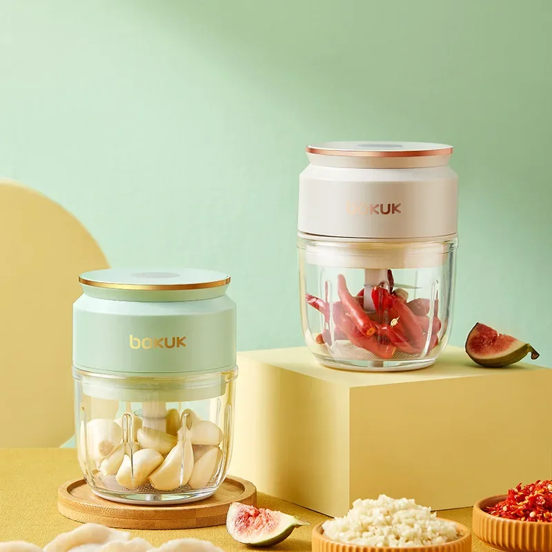 Bokuk Mini Espremedor de Alho Elétrico Multi-função Recarregável Usd Liquidificador de Alimentos Pequeno Misturador de Ajuda de Cozinha Moedores de Carne