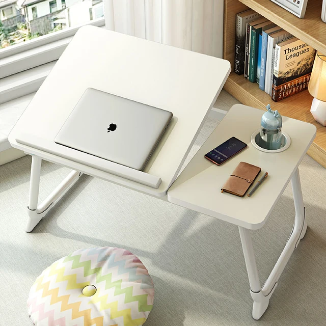 Mesa plegable pequeña para estudio, escritorio de cama para ordenador  portátil, mesa de comedor perezosa, escritorio