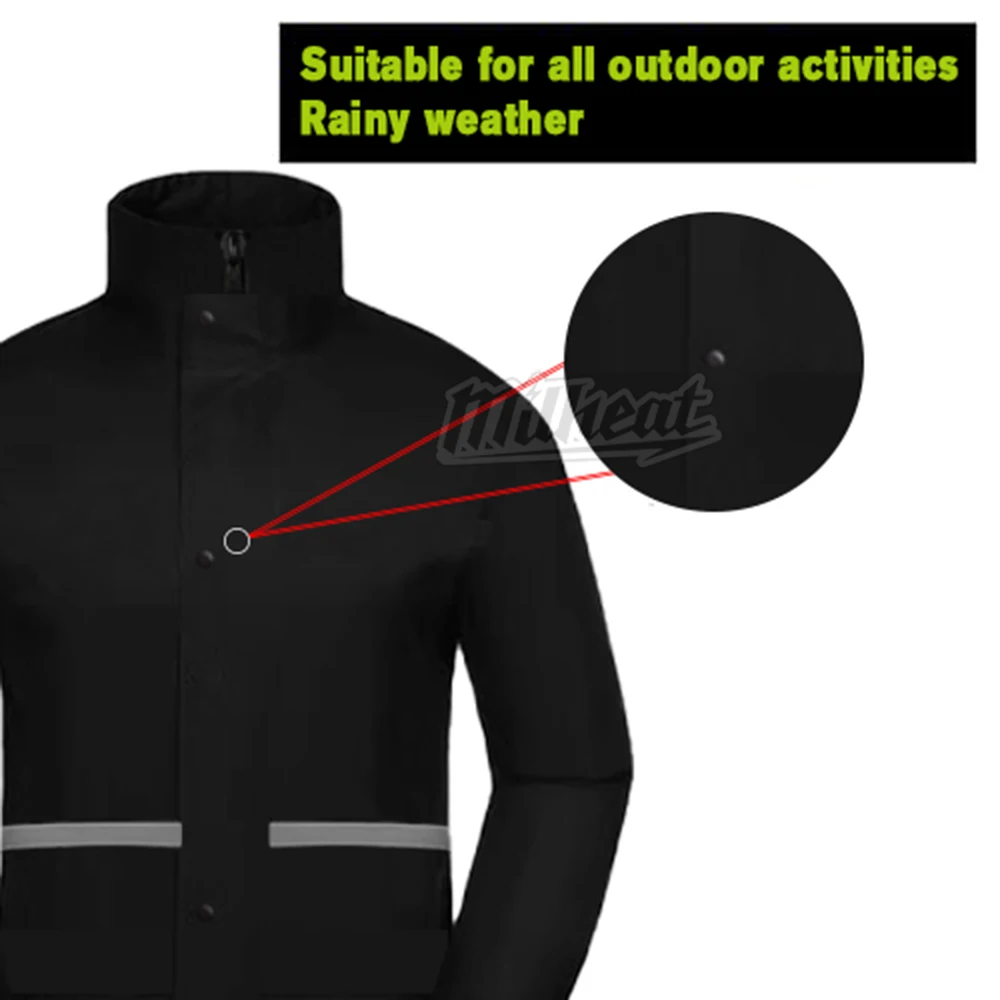 Adult Black Waterproof Raincoat And Pants Set, Suitable For Outdoor Wear,Hiking,Cycling,Fishing And Othe Outdoor Activities