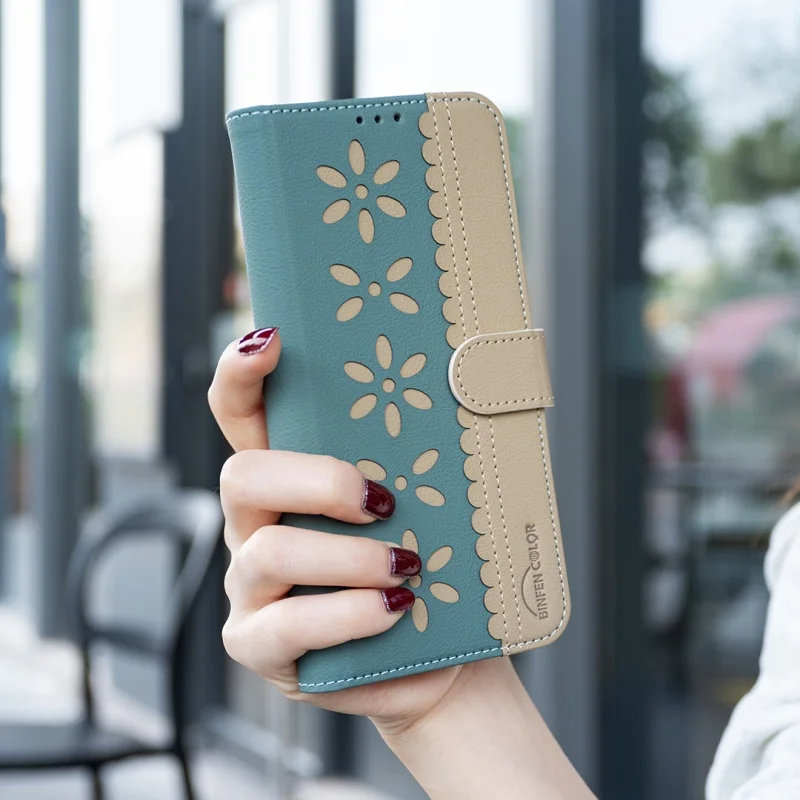 Colorful Flowers Magnetic Leather Wallet Phone Case & Card Holder