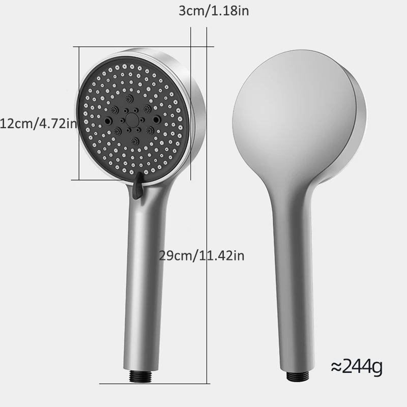 Upgraded Thickness 5 Modes Shower Head Rainfall High Pressure Round Black Showerhead Hand Bath Spa Faucets Bathroom Accessories