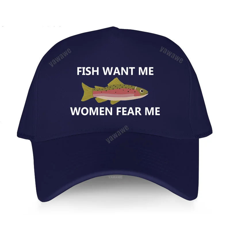 White Baseball Cap Hat Fish Women 