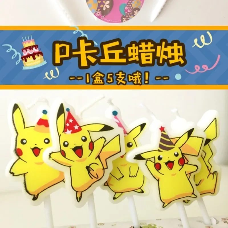 5 Stuks Pokemon Kaars Anime Figuur Pikachu Kinderen Verjaardagstaart Decoratie Levert Schattige Cartoon Feestaccessoires Benodigdheden