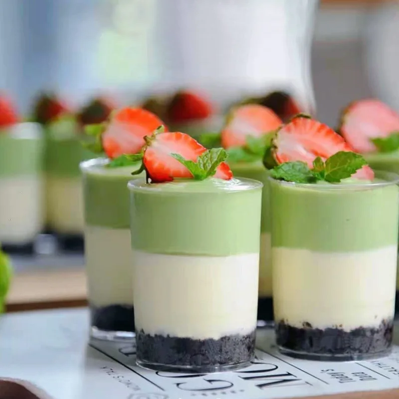 Dessert Table Mousse Cup Disposable Mini Pudding Cup with Lid Western Pastry Goblet Round Transparent Dessert Plastic plastic cups dessert cups plastic dessert cups