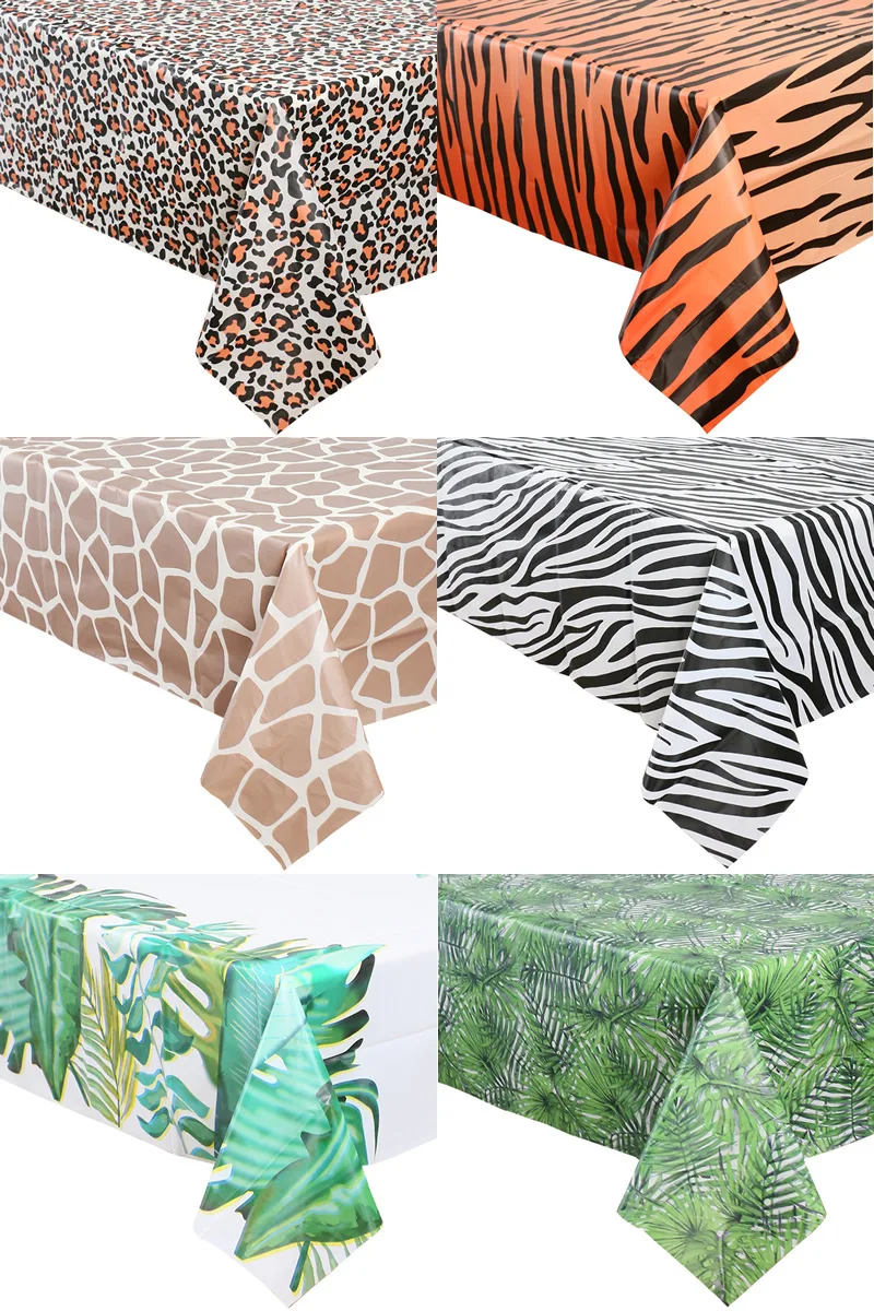 137x274cm Jungle Animal Stripe Disposable Tablecloth Tiger Pattern