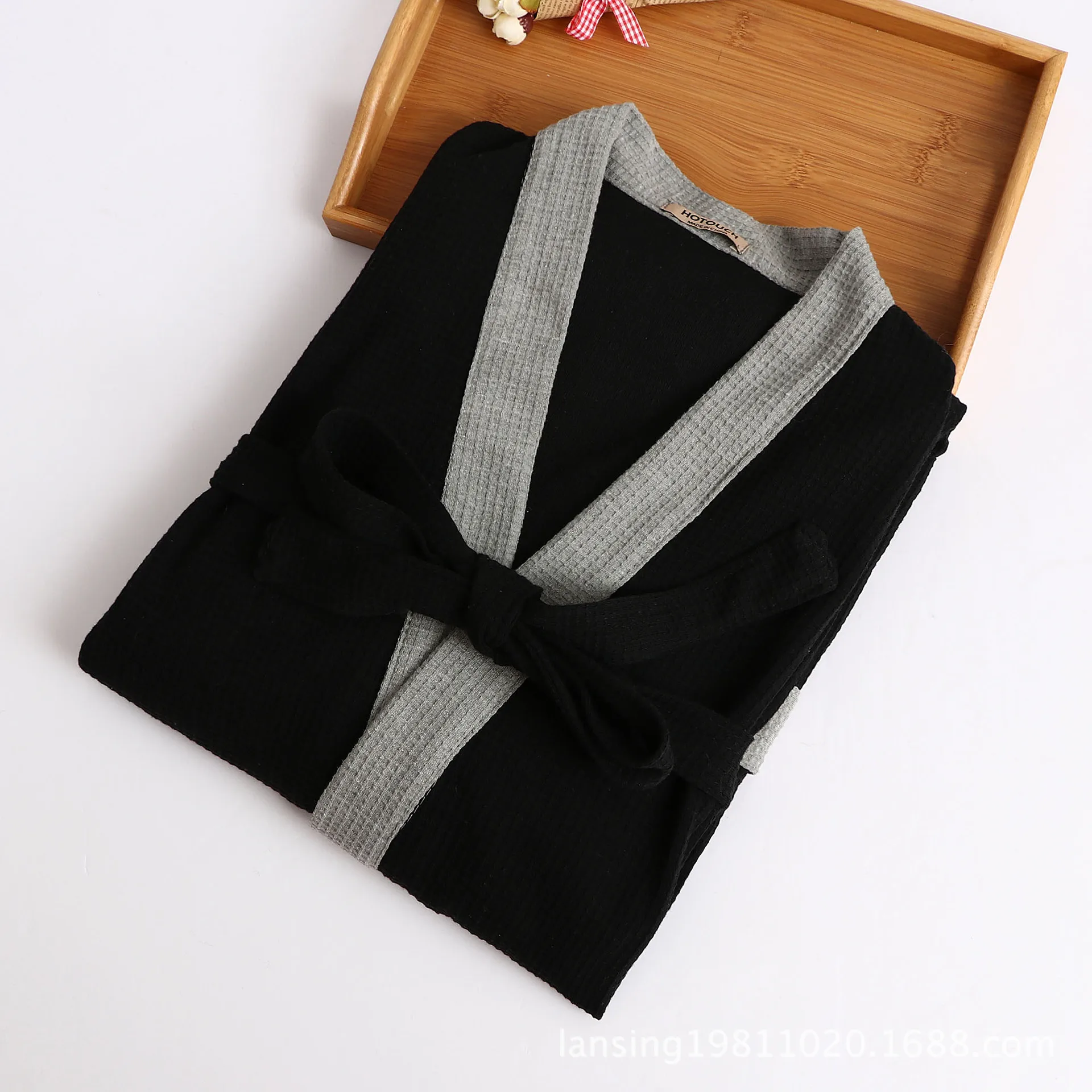 Waffle % 60% pamuk elbiseler Erkekler uzun kollu basit kaliteli otel Sauna SPA bornoz Erkekler için elbiseler pijama artı boyutu