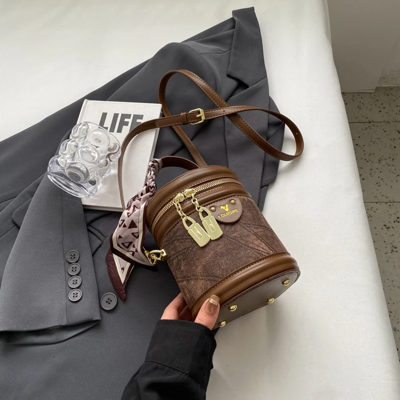 Vintage Denim Bag Designer Mini Crossbody Phone Bag For Women Brown Black  Bucket Handbag Clutches Pu Leather Ladies Shoulder Bag - AliExpress