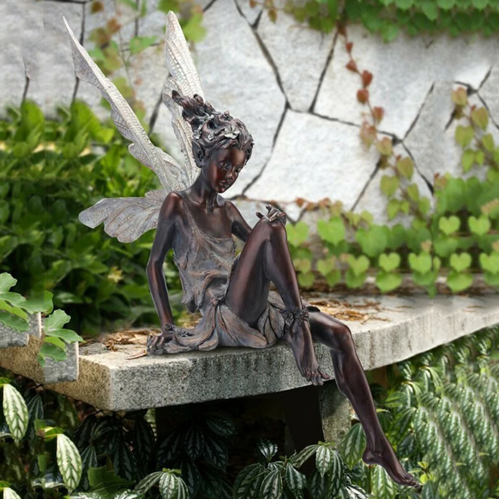 Resin Fairy Statue Outdoor Garden Sculpture Girl Figurine