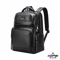 BOPAI Men's Head Leather Backpack 16 inch Laptop Bags Business USB Charging Backpacks Travel Large Capacity Shoulder Bag 1