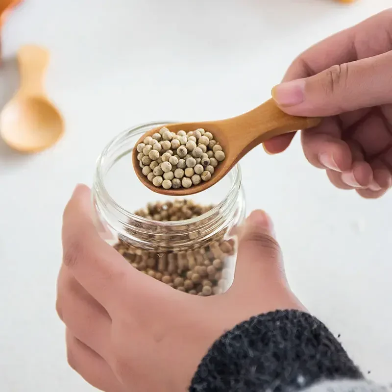 1/2/4Pcs Mini Natural Wooden Spoons Kitchen Spice Condiment Spoon Sugar Tea Coffee Scoop Short Handle Spoon Kitchen Gadgets wooden spoon