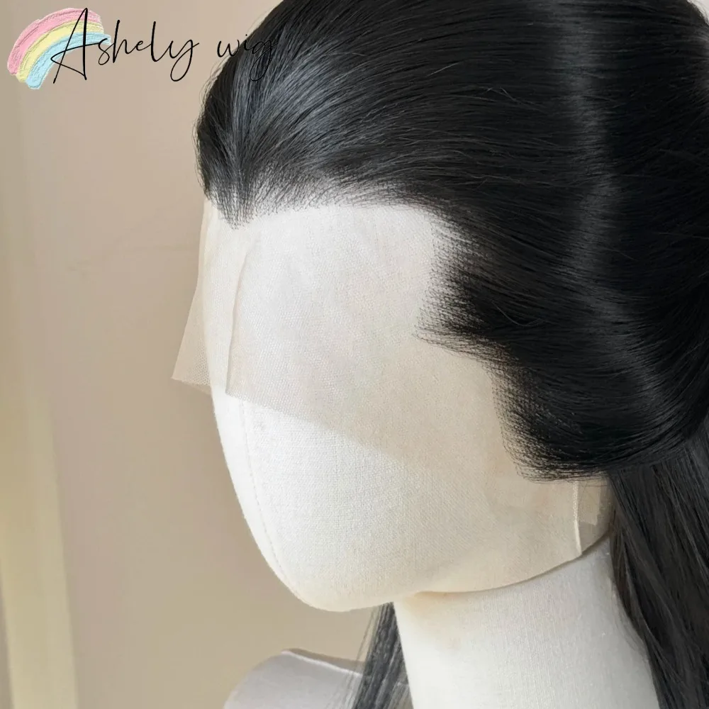 Ashely Widow's Peak Wig Black Lace Front Wig 26inch 13*4 Synthetic Lace Wigs Straight Hair Heat-resistant Fibers Cosplay Wigs