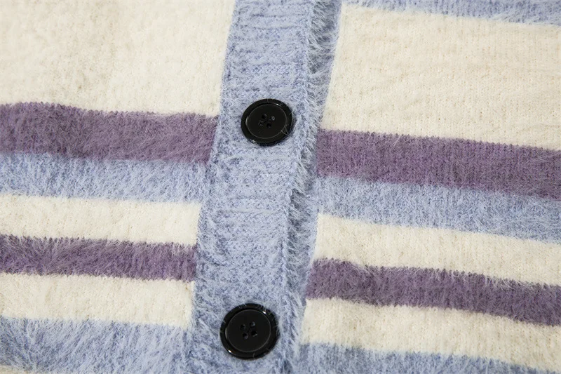 Vintage Farbblock Patchwork Strickjacke Neue Harajuku Streifen Strickpullover Hip Hop Streetwear Strickwaren Unisex Kleidung Tops_voghion.com