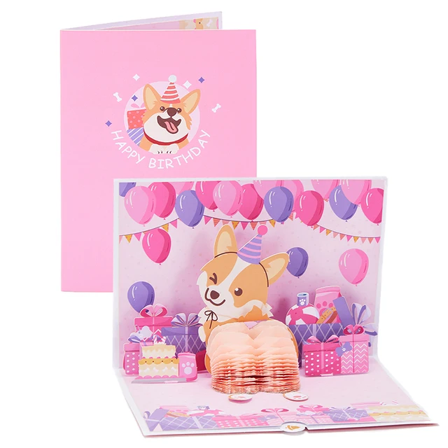 Cute Dog Pop Up Card Birthday