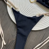 Ensemble de bikini sexy à bretelles croisées, couleur unie, maillot de bain deux pièces pour femmes, triangle, string, maillot de bain brésilien, biquinis 5