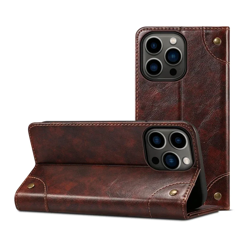 Elegant Leather Flip Cover with Magnetic Card Holder