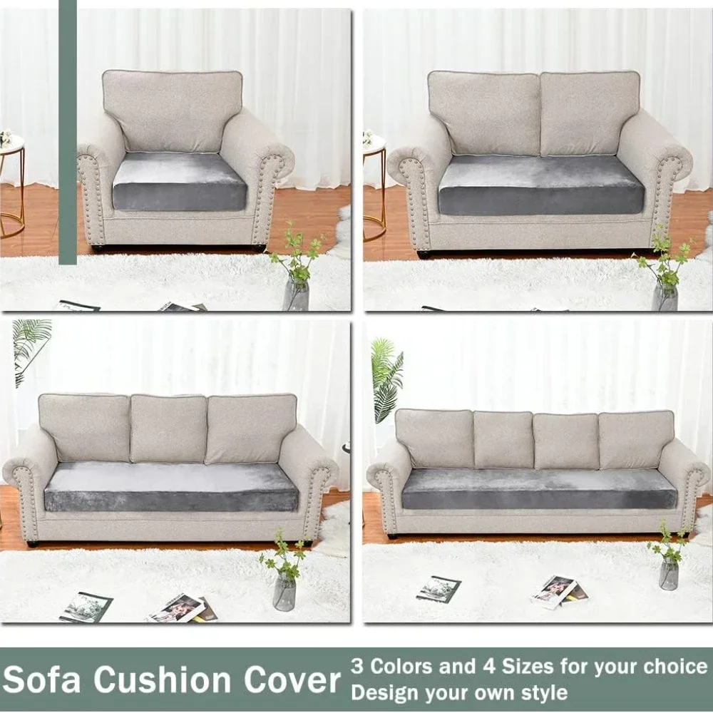 Velvet Stretch Couch Cushion Cover Plush Sofa Cushion Slipcover for Chair Loveseat Sofa Cushion Furniture Protector Seat Cover 4