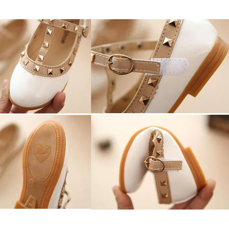 Children Princess Flat Shoes Children Girls Rivets Single Shoe Kids Leather Shoes Girl sandals