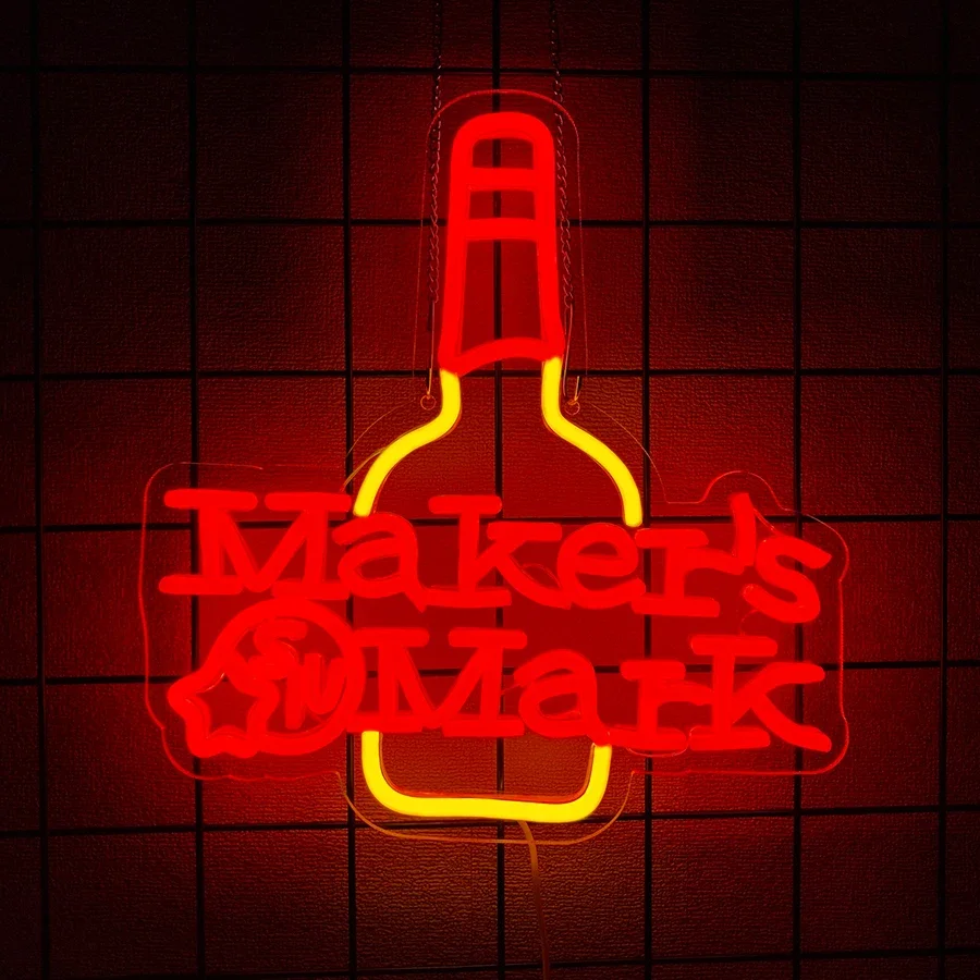 벽 장 버팔로 위스키 네온 사인, Jameson/Maker Mark/Crown Canadian Whiskey Signs for Man Cave Pub Bistro Party Decor
